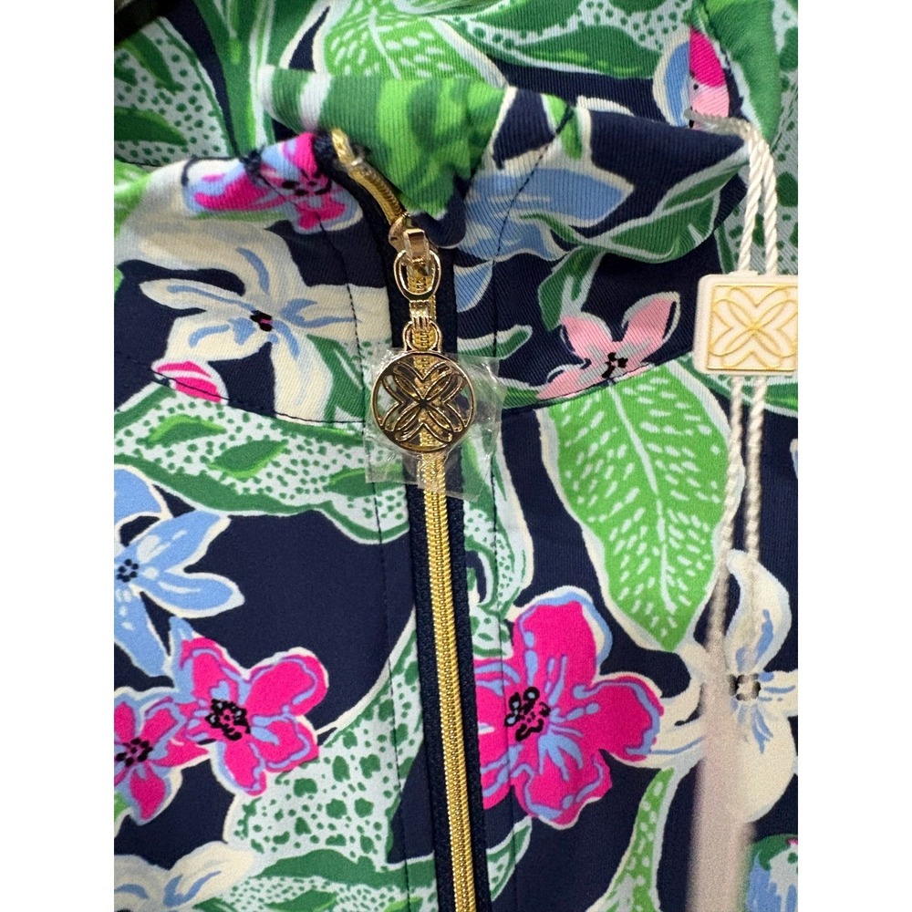 Lilly Pulitzer Luxletic Navy Floral Toucan Half Zip Pullover Top NWT - Picture 4 of 8